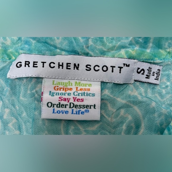 Gretchen Scott  100% Silk Light Blue V-Neck Tunic Top Size Small - Picture 4 of 4